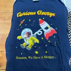 NWT Youth size L Navy Curious George T shirt
